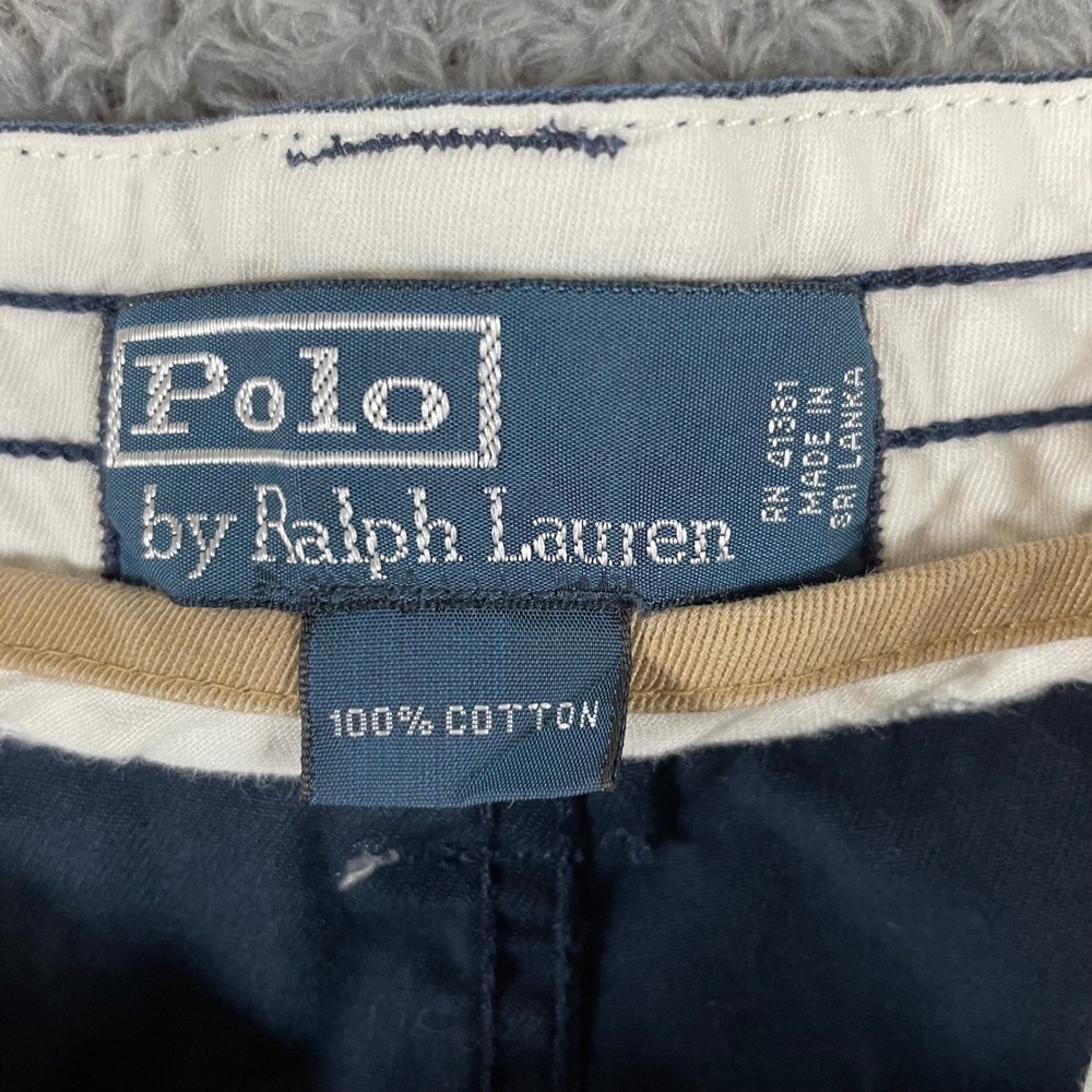 Vintage Polo Ralph Lauren Gellar Fatigue Short Cargo Chin Men 35 Blue Distressed - Picture 2 of 8